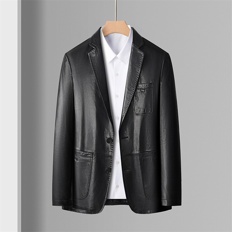 DLSN258001新款真皮皮衣男绵羊皮外套商务休闲西服韩版修身,男装西服,电商B360A（原721A）
