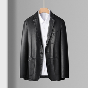 DLSN258001新款真皮皮衣男绵羊皮外套商务休闲西服韩版修身图片