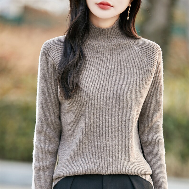 半高领打底衫女2025年春季内搭显瘦软糯百搭纯色针织衫,女装羊毛衫,哲奥羊绒
