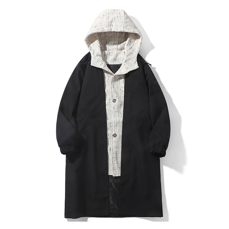 假两件长年大货风衣男中长款呢大衣男F114款P125款白底平铺B，男装风衣，星座401