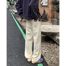 菱形格子提花阔腿裤女秋季设计感直筒拖地牛仔裤子N612-P46，男装牛仔裤，星座308B-2