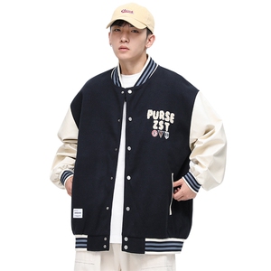 港风上衣夹克宽松落肩拼色棒球服外套JK714-P68图片