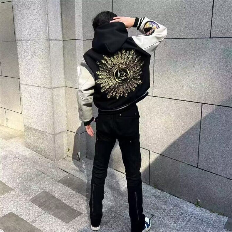 【现货】DM402-P68美式复古潮牌光明之眼刺绣棒球服男情侣夹克,男装夹克,星座603-2