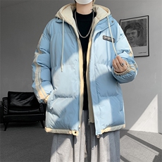 棉服男冬季新款港风宽松假两件连帽棉衣MF8587-特P78，男装棉衣，星座214-3