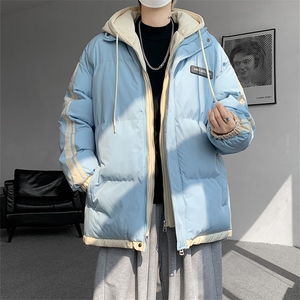 棉服男冬季新款港风宽松假两件连帽棉衣MF8587-特P78图片