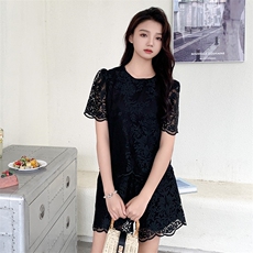 新中式蕾丝气质套装裙女2025夏季爆款时尚显瘦优雅减龄休闲两件套，女装套装/套裙，韩然一族