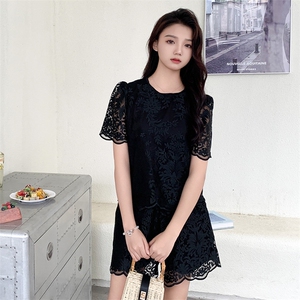 新中式蕾丝气质套装裙女2025夏季爆款时尚显瘦优雅减龄休闲两件套，女装套装/套裙，韩然一族