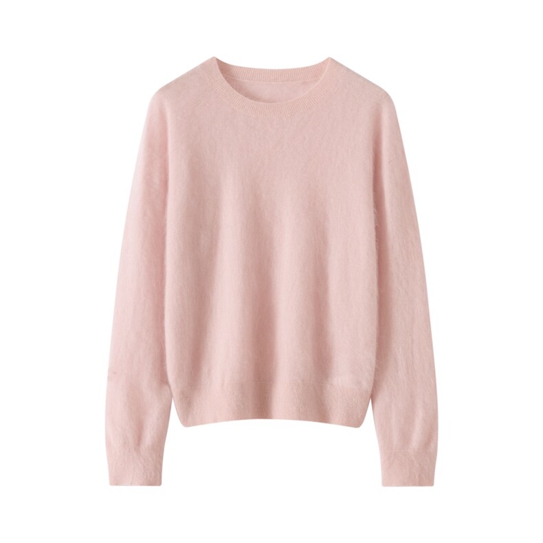 2025年秋季新款百搭一线圆领拉绒套衫，女装针织衫/毛衣，品秋羊绒