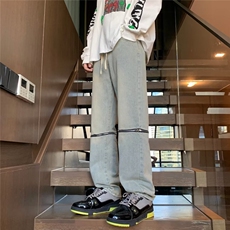 网红同款膝盖拉链破洞牛仔裤水洗高街男休闲裤百搭K8181-P50，男装牛仔裤，星座1109-3