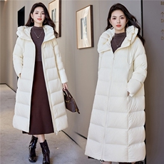 冬季新款宽松羽绒过膝加长款连帽服棉袄加厚泡芙棉衣外套女，女装羽绒服，阿舍尔精品