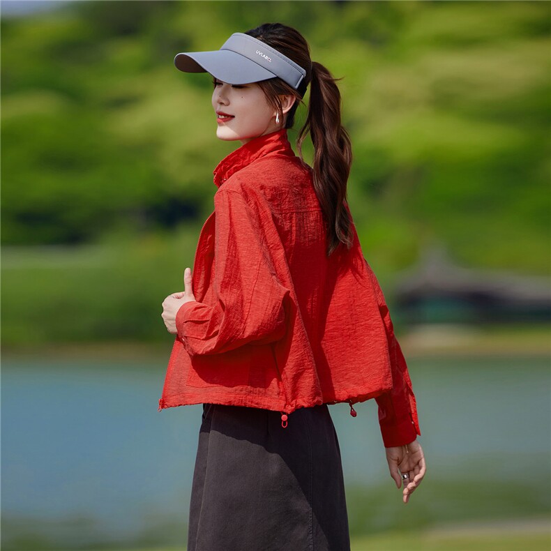 现货2026夏季新款轻薄透气时尚宽松休闲莱赛尔常规夏季女士短外套,女装防晒衣,靓衣阁