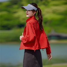 现货2026夏季新款轻薄透气时尚宽松休闲莱赛尔常规夏季女士短外套，女装防晒衣，靓衣阁