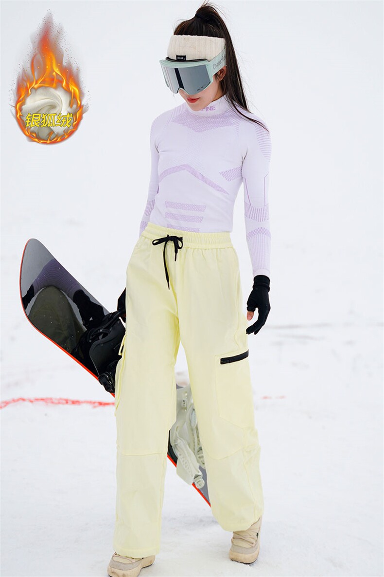 24春季户外单板双板登山裤男保暖加厚银狐绒滑雪裤K1073J加绒-P90,男装休闲裤,电商A001-1