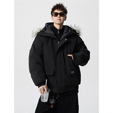 连帽可脱卸毛领S-5XL大码：聚酯纤维棉衣男MY77917P138控198，男装棉衣，星座227-7