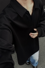 2026春季新款潮流休闲翻领卫衣男宽松亨利领长袖W5011-特P32控58，男装卫衣，电商A001