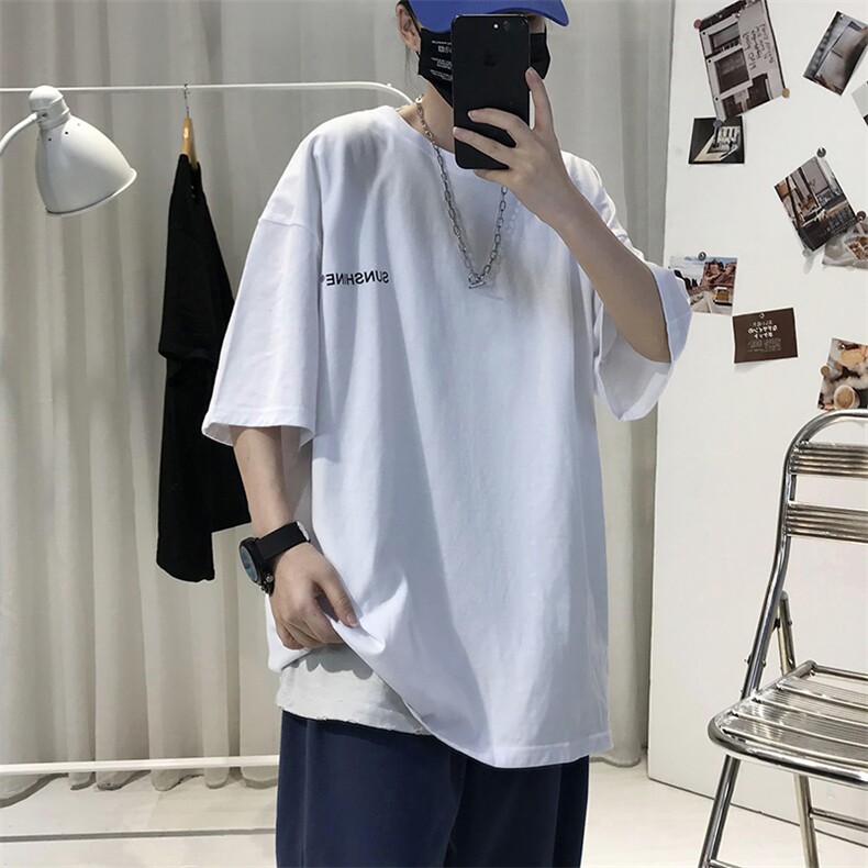 XZ115A-T06 200克纯棉男女字母印花大码S-5XL 10色T恤衫圆领半袖图片