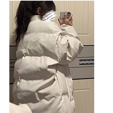 拉链标准纯色潮流新款潮青少年男女立领保暖pu皮字母刺绣棉服，男装棉衣，星座506A
