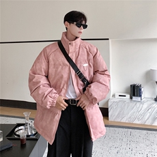 港风PU皮复古做旧金属设计棉衣男MY77102P130控198抖音控228，男装棉衣，星座227-7