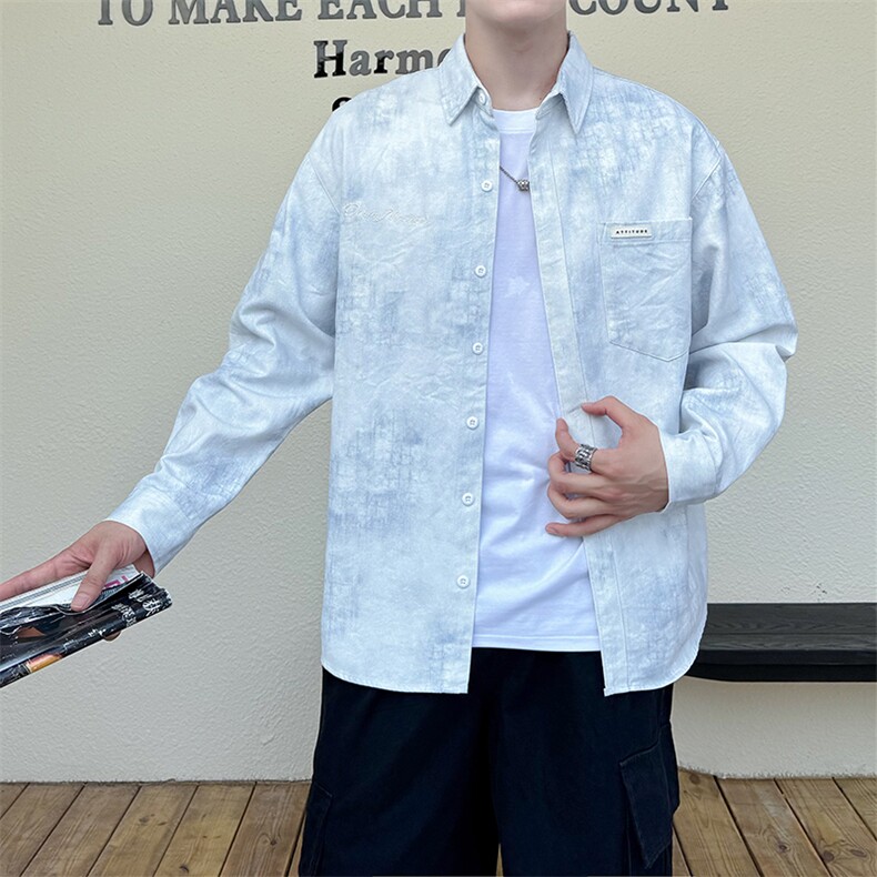 寸衫型夹克高品质纯棉加厚扎染店主社会小伙潮牌新款外套CS81P68,男装夹克,星座301B-1