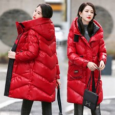 2022年冬季新款简约优雅气质时尚休闲中长款保暖舒适连帽棉衣，女装棉衣/棉服，依如秀(原杭风阁)