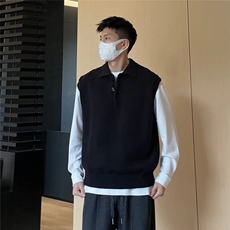 男士无袖毛衣背心宽松坎肩打底衫v领针织衫加厚韩版马甲潮MYH157，男装背心/马甲，星座516A