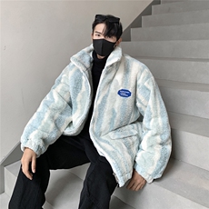 港风定制条纹羊羔毛面料棉衣男成分：聚酯纤维8712P138控178，男装棉衣，星座227-7