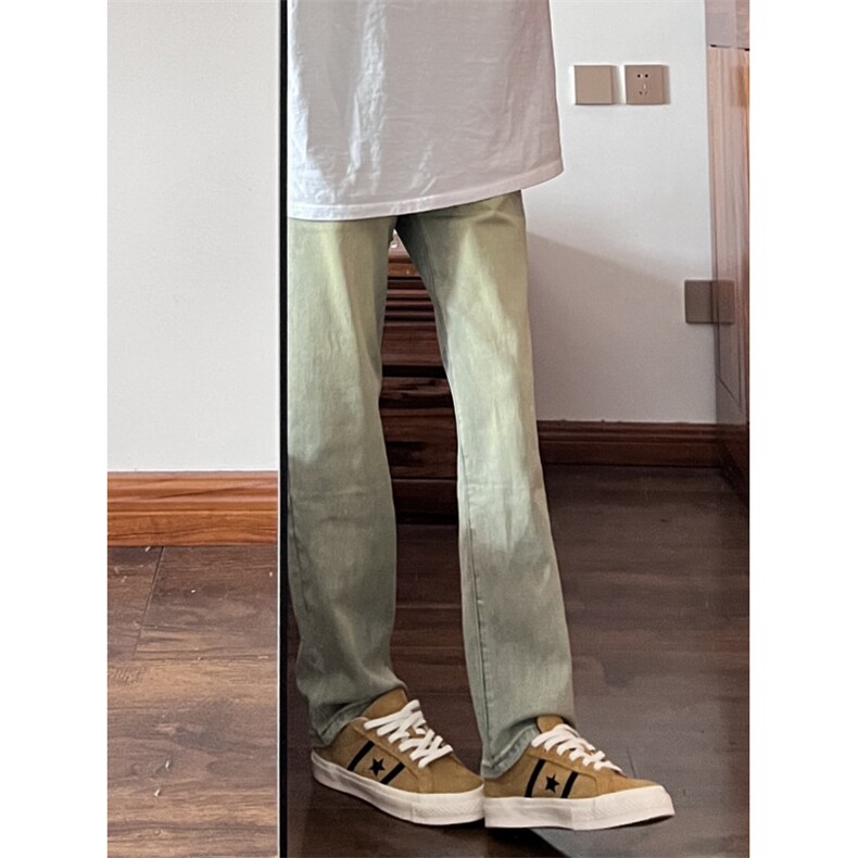 【有货】黄泥色517弯刀牛仔裤男修身直筒vibe微喇裤9062LL-特P45图片
