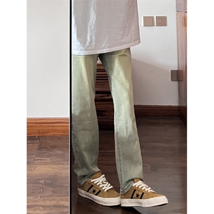 【有货】黄泥色517弯刀牛仔裤男修身直筒vibe微喇裤9062LL-特P45图片