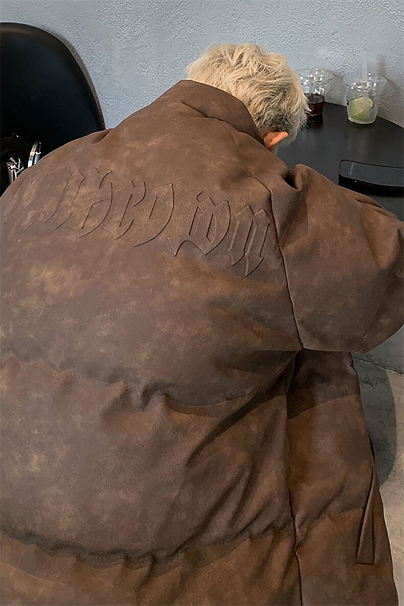 港风PU皮复古做旧设计钢印棉衣男MY77096P130控198抖控228,男装棉衣,星座227-7