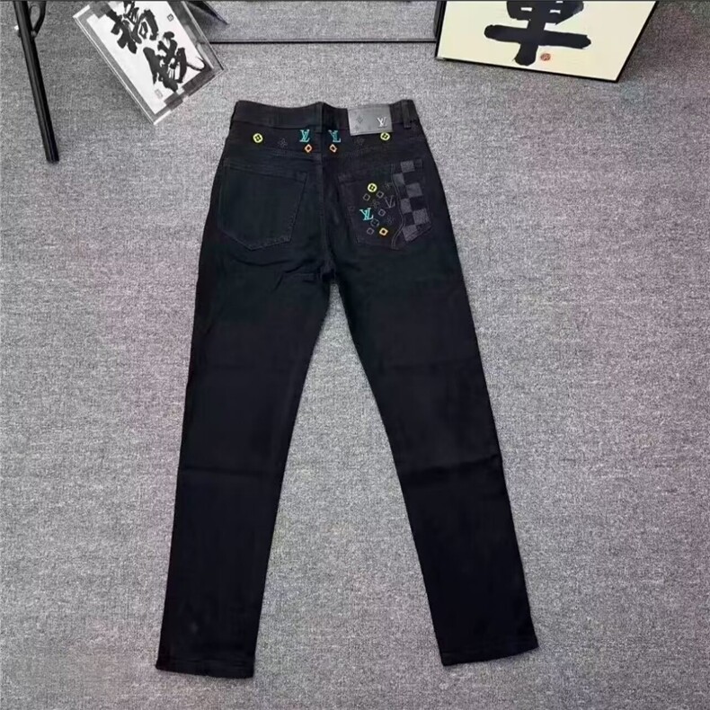 美式街头网红复古刺绣经典贴皮黑色牛仔裤男女宽松直筒ZK40P44,男装牛仔裤,星座1112-1