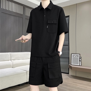 DT281-P55 港风时尚男士休闲短袖短裤套装两件套装图片