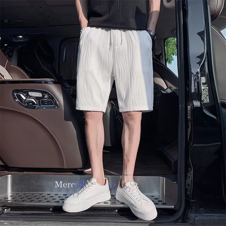运动裤纯色男潮ins时尚潮牌直筒五分裤青春流行夏季休闲裤宽松型,男装牛仔裤,星座506A