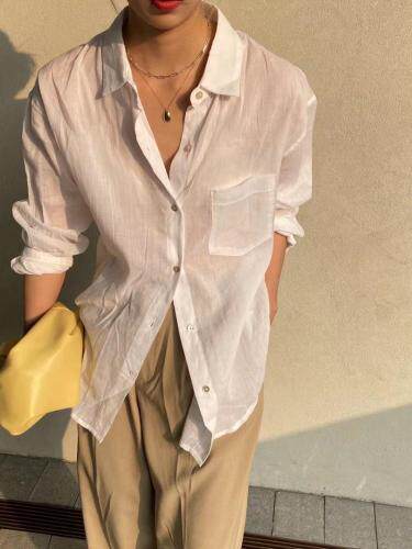 夏季防晒苎麻衬衣，女装，CLEAN SPACE