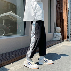 青少年运动裤男夏季潮流ins宽松侧边印花休闲抽绳卫裤K1110-P25，男装休闲裤，星座512-2