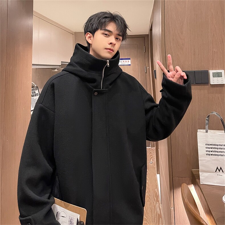 N8183/P100秋冬新款毛呢大衣高级感呢子外套高街潮牌宽松呢料上衣,男装毛呢大衣,电商A141