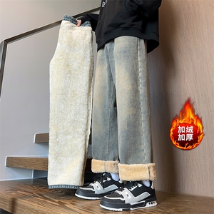 冬季加绒牛仔裤 D2218-TP4588 港风裤子休闲直筒保暖牛仔裤男图片