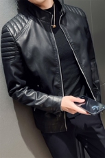 2023秋冬皮衣夹克修身立领PU皮衣外套男py5801-p88M-4XL，男装皮衣，电商D303