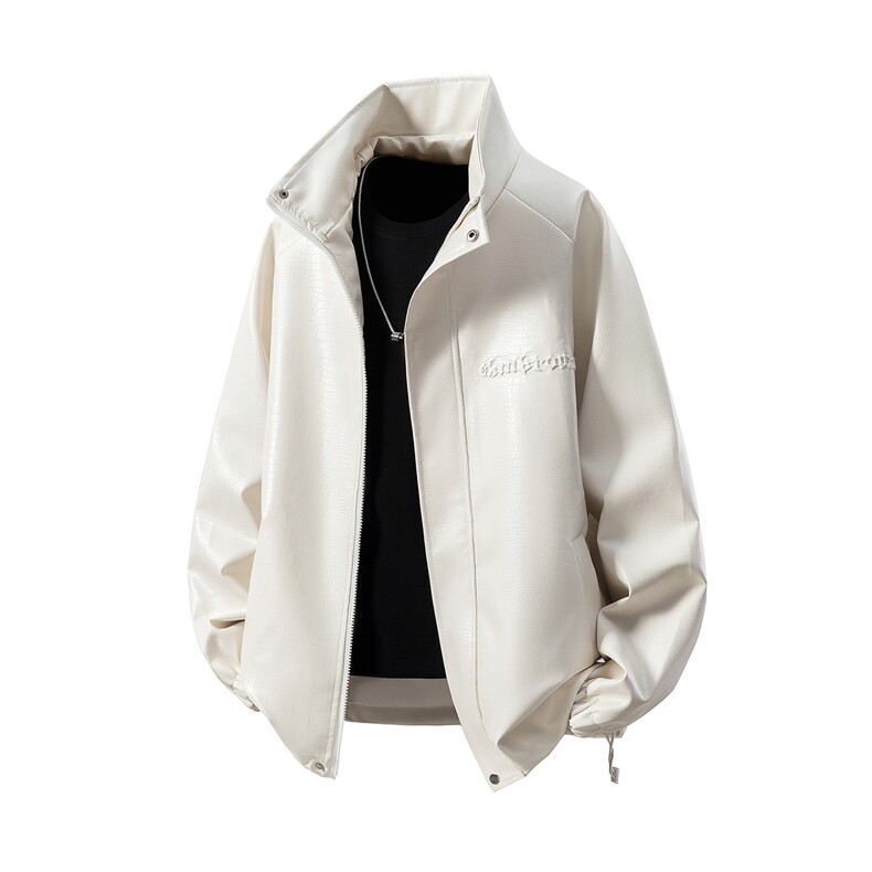 立体白底钢印夹克大码M-5XL鳄鱼纹情侣皮衣男外套JK8749P90控128，男装皮衣，星座227-7