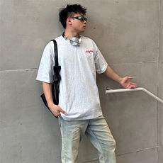 万针全刺绣工艺抖音得物高品质260克重磅纯棉双纱美式高街短袖T恤，男装T恤，电商A486