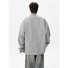 KS10149-特批50控95经典开衫休闲上衣设计感假两件复古大码卫衣，男装卫衣，电商A059