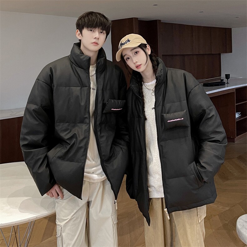 PU皮羽绒服冬季新款宽松港风白鸭绒情侣外套YR918-P150(控价198元,男装羽绒服,星座214-3