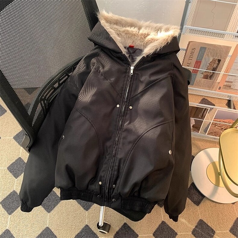 现货高品质美式高街冬季重磅硬挺短款座山雕毛领棉衣男女加厚外套,男装棉衣,电商A486