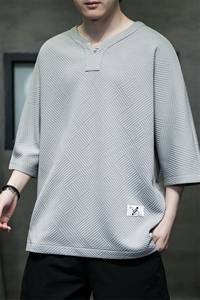 T603 P45 室内黑洞 重磅280克风几何图形仙鹤印花短袖t恤男潮图片