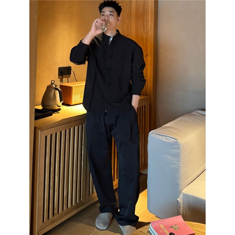 季新中式夹克盘扣青年立领衬衫复古风外套CS6166,男装夹克,星座208-5