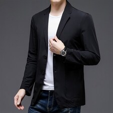 夏季新款男士商务休闲防晒服薄款上衣中青年百搭纯色长袖西服外套，男装西服，电商B212（原钱塘6029）