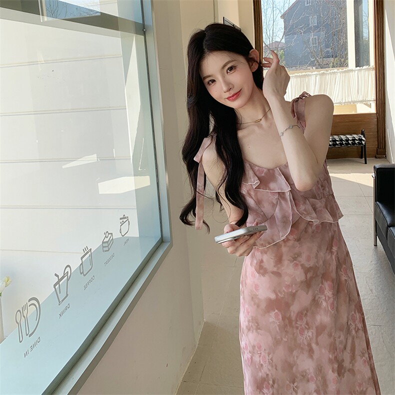 新品现货  荷叶边无袖度假风连衣裙-2d075-p130-k180图片