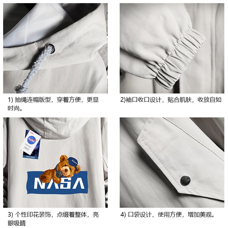 JK41247-P85NASA纯棉连帽夹克男士大码工装夹克男网格,男装夹克,电商A040A