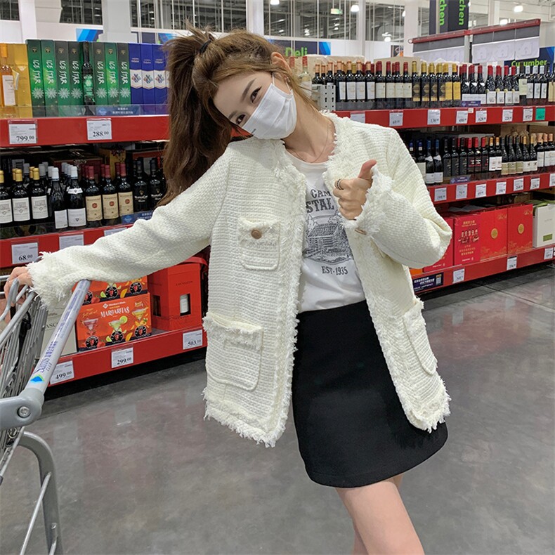 白色流苏法式小香风外套女2025春新款名媛气质高级感今年流行上衣,女装短外套,2C037