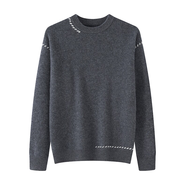 2024秋冬新款羊毛男士七针加厚圆领穿绳打底羊毛衫男装，男装羊毛衫，雪贝坊二店