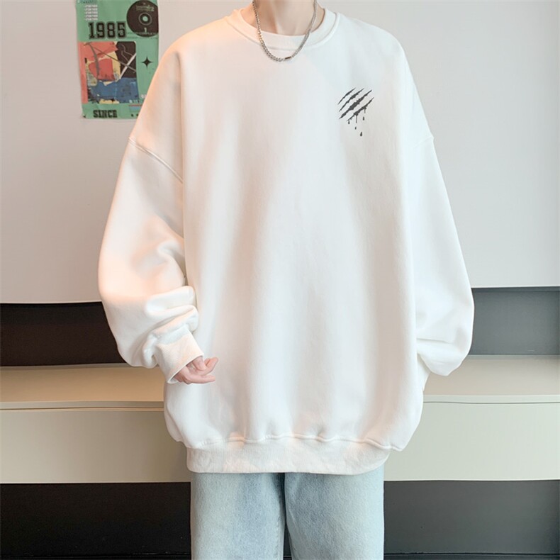 已注册华棉秋冬内景新款百搭圆领卫衣男潮宽松WY9307/P35加绒P45图片